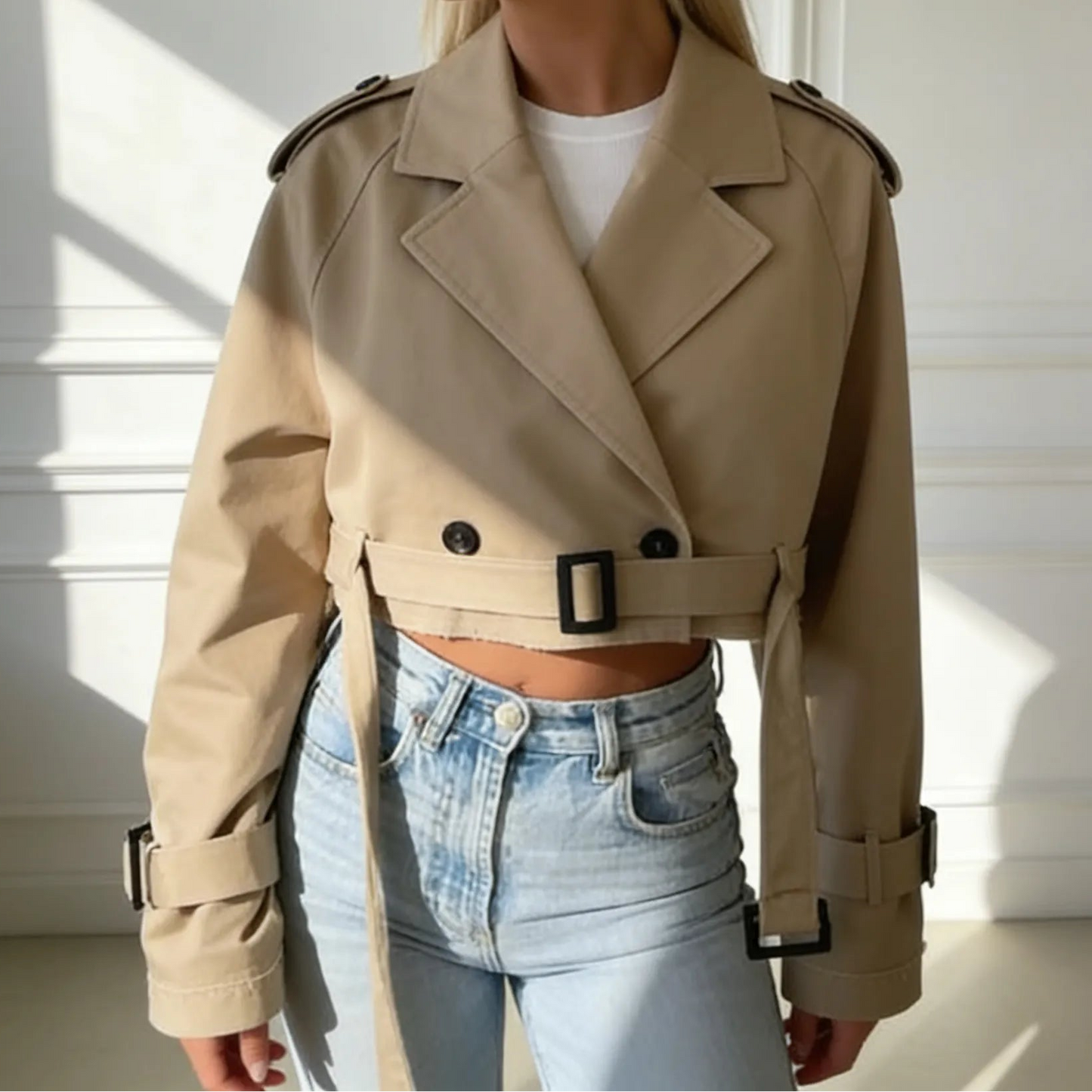MAREN Belted Cropped Trench