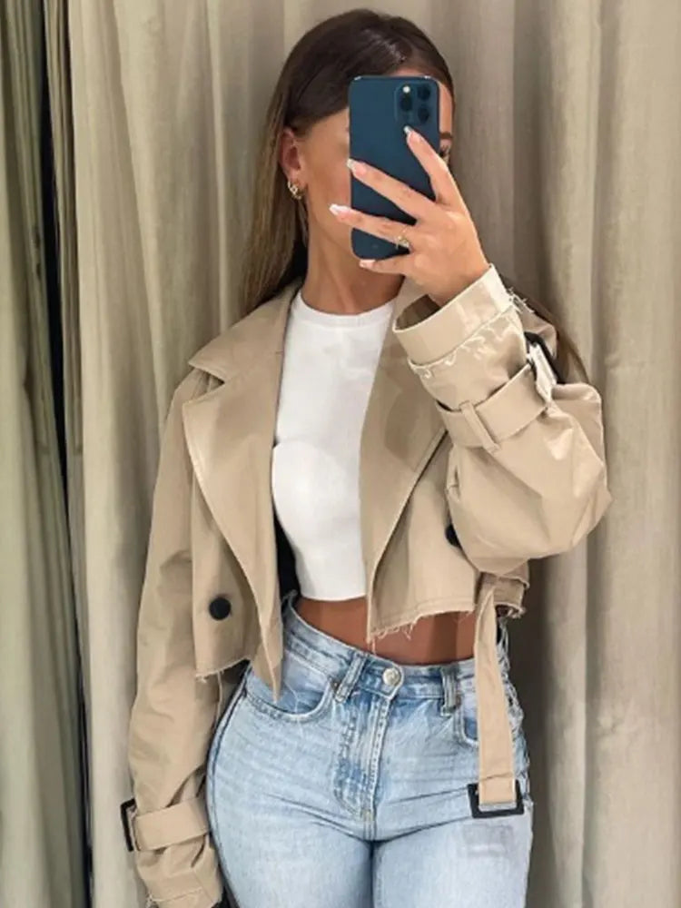MAREN Belted Cropped Trench