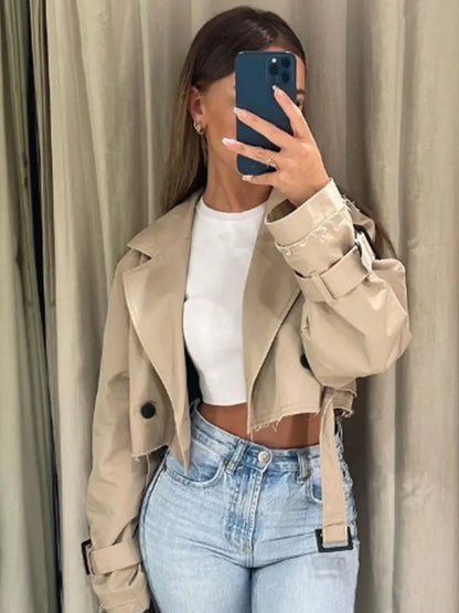 MAREN Belted Cropped Trench